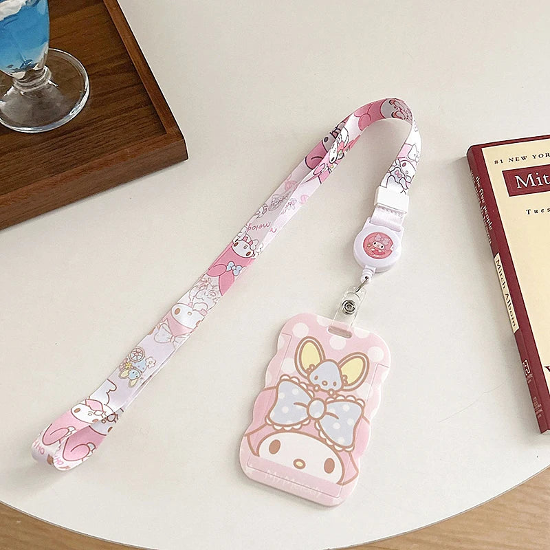 Sanrios ID Card Holder Lanyard Porta Credencial Pochacco Kuromi credit Card Case Cover with Neck Strap for Work Kawaii Accessory