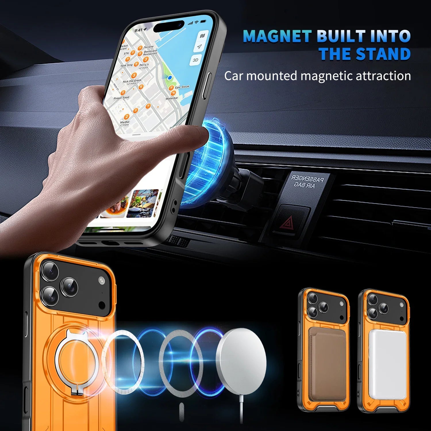 Fall Protection Case for Iphone 17 Pro Max Air 16 15 Plus 13 12 Pro Iphone17 Iphone16 Iphone15 Stand Holder Cases