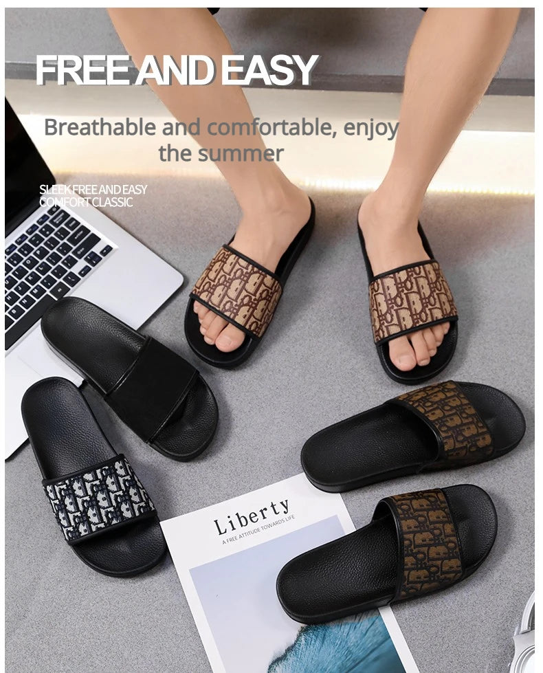 Slipper for Men's Home Slippers Lightweight Summer New Style Flat and Worn Casual Retro Patterned Anti-slip Quick-drying Sandals