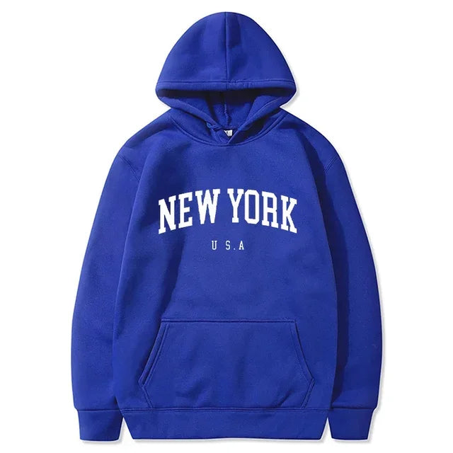 Women New York U.S.A City Hoodies Fashion Letter Printed Graphic Sweatshirts Loose CasuaMen l Harajuku Hooded Pullover Sportwear