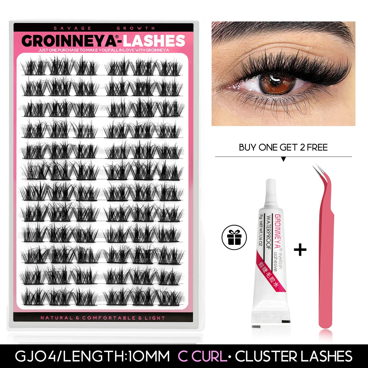 GROINNEYA Clusters Lash  Cluster Lashes Individual Lashes Natural Look C Curl Fluffy Cluster Lashes DIY Eyelash Extension