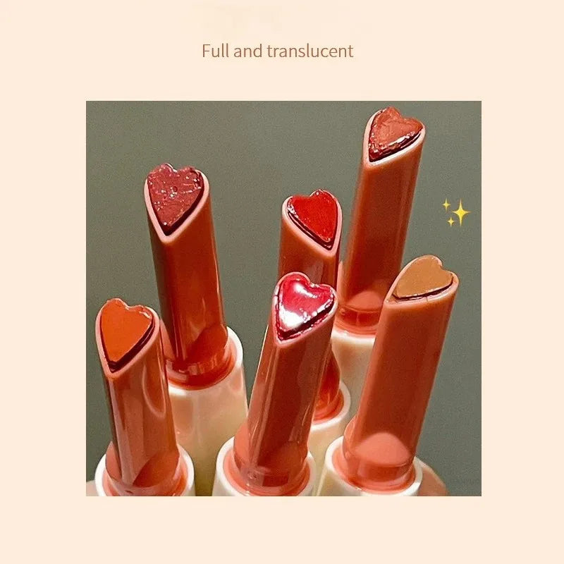 Mirror Glass Solid Lip Glaze moisturizing Heart Shape Water Light Lipstick Pen Jelly Lip Gloss Korean Tint Makeup Girl Cosmetics