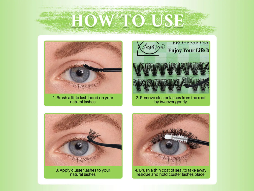 LASHSUN Lash Clusters book DIY Eyelash Extensions Clusters Lashes book D Curl LASH Mega Volume Individual Lashes Eyelash Cluster