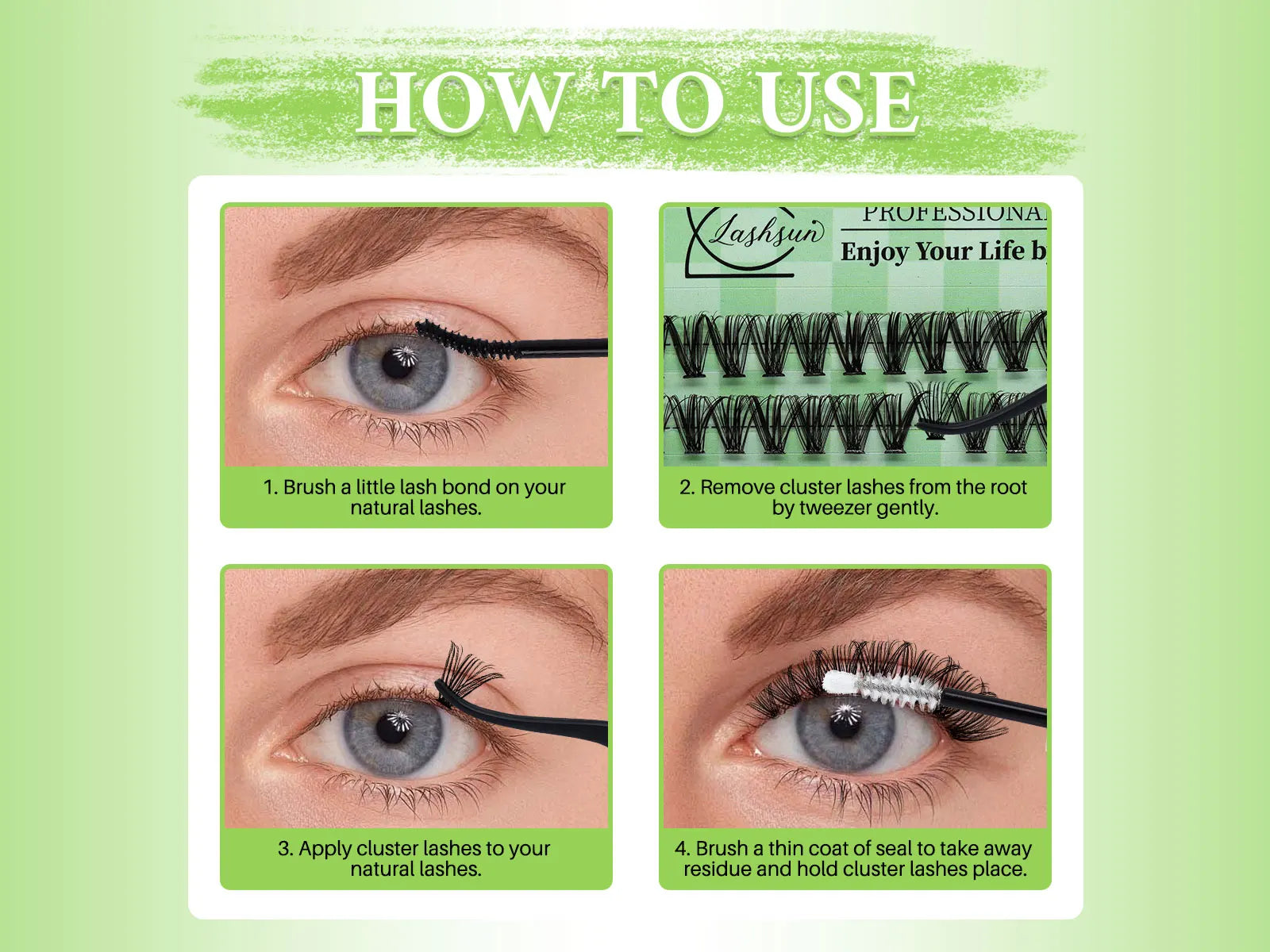 LASHSUN Lash Clusters book DIY Eyelash Extensions Clusters Lashes book D Curl LASH Mega Volume Individual Lashes Eyelash Cluster