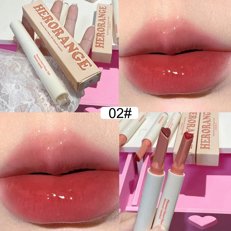 Mirror Glass Solid Lip Glaze moisturizing Heart Shape Water Light Lipstick Pen Jelly Lip Gloss Korean Tint Makeup Girl Cosmetics