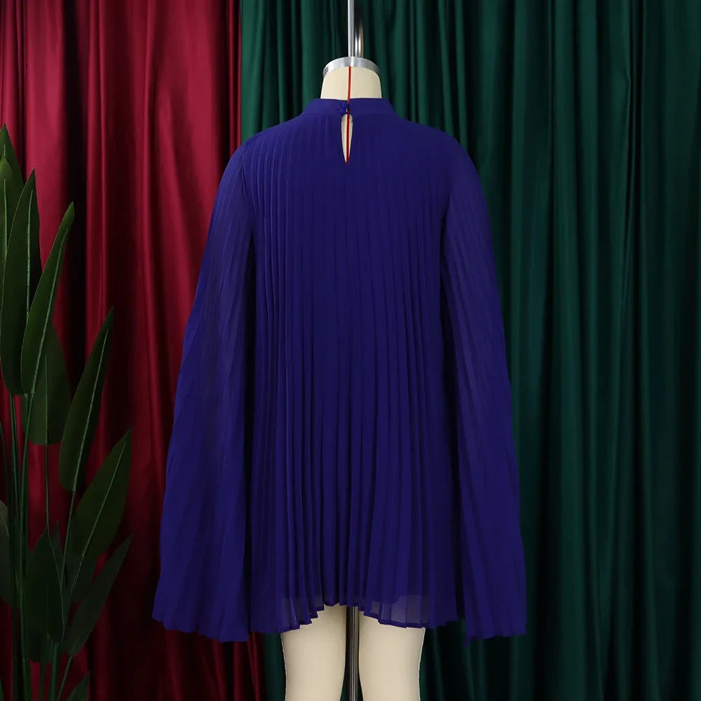 Chiffon Dress for Women Elegant 2024 New Round Neck Batwing Sleeve Loose Knee Length Luxury African Birthday Party Dinner Dress