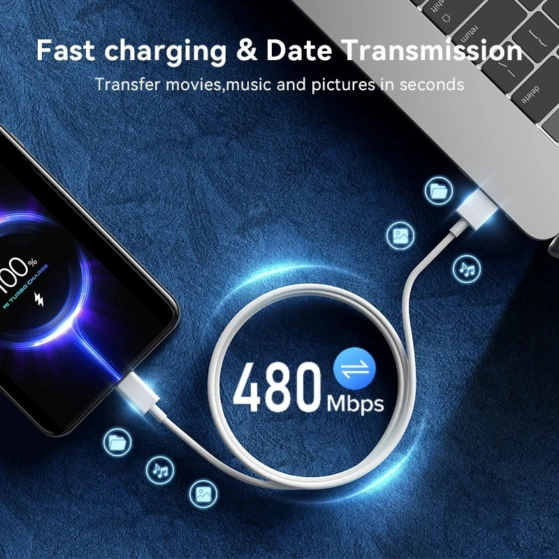 PD3.0 67W 3A USB Super Fast CPD3.harger Cable For Xiaomi Mi 11 12 Redmi Note 9 10 11 POCO X5 Pro Phone Type C Data Charging Wire