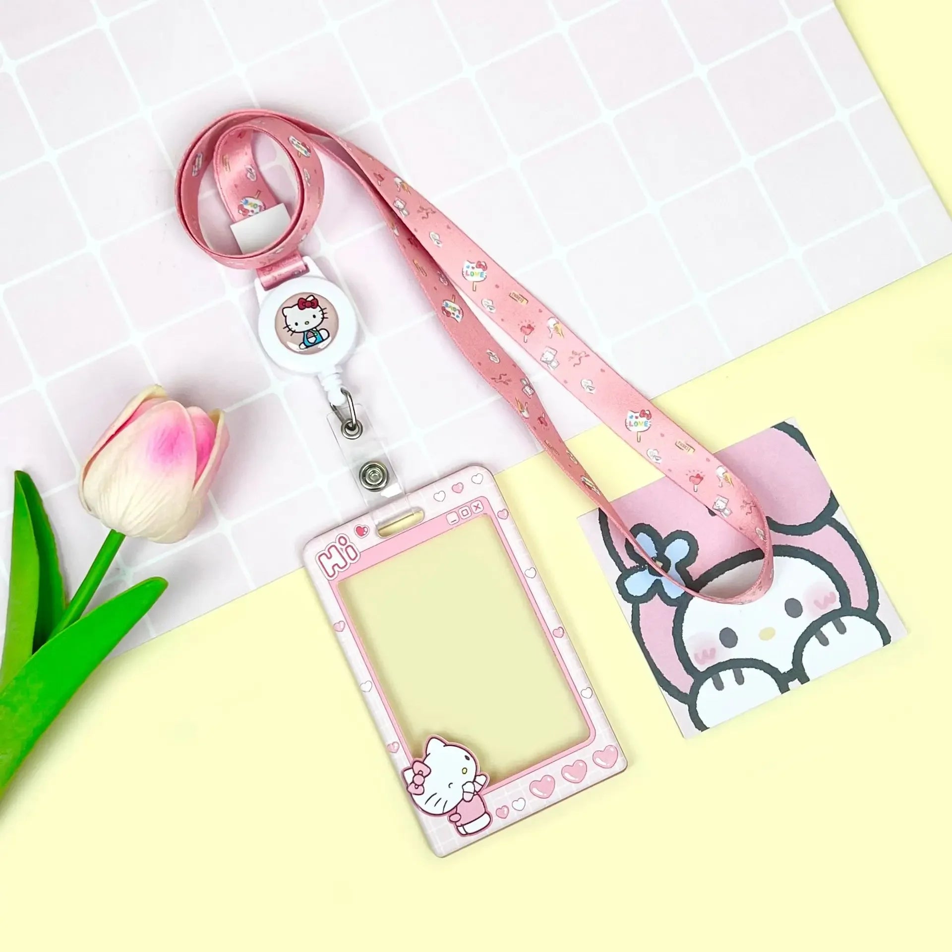 Sanrios ID Card Holder Lanyard Porta Credencial Pochacco Kuromi credit Card Case Cover with Neck Strap for Work Kawaii Accessory