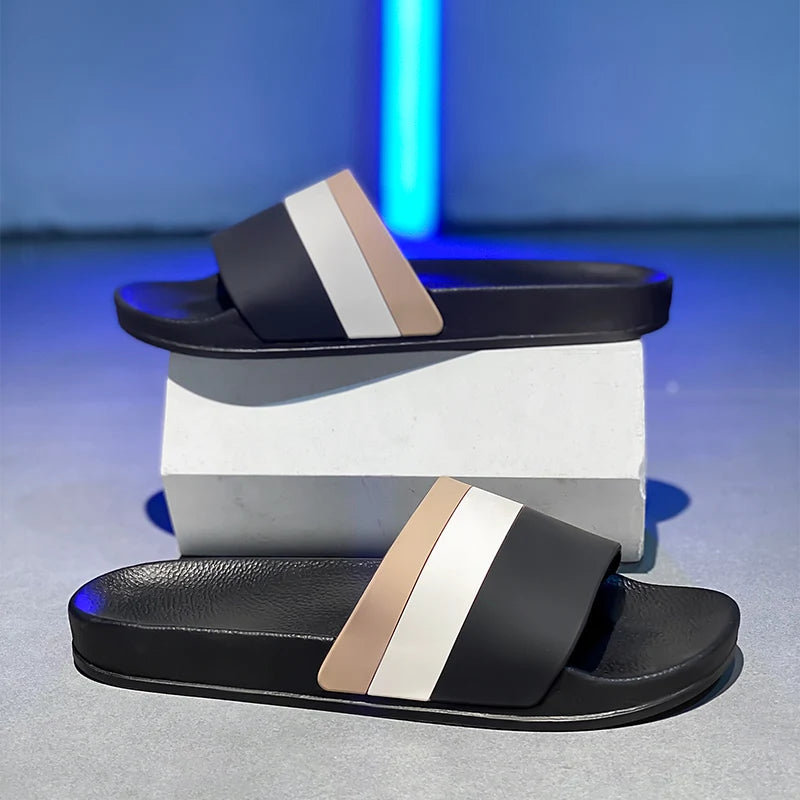 YRZL Men Slippers Summer Soft Sandals Breathable Lightweight Slides for Men Non-Slip Comfortable Shoes Outdoor Casual Footwear