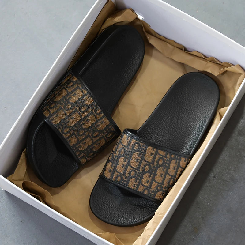 Slipper for Men's Home Slippers Lightweight Summer New Style Flat and Worn Casual Retro Patterned Anti-slip Quick-drying Sandals