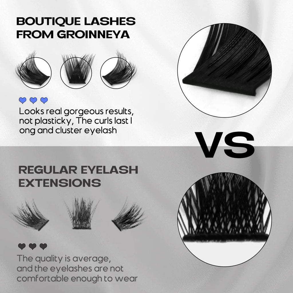 GROINNEYA Clusters Lash  Cluster Lashes Individual Lashes Natural Look C Curl Fluffy Cluster Lashes DIY Eyelash Extension