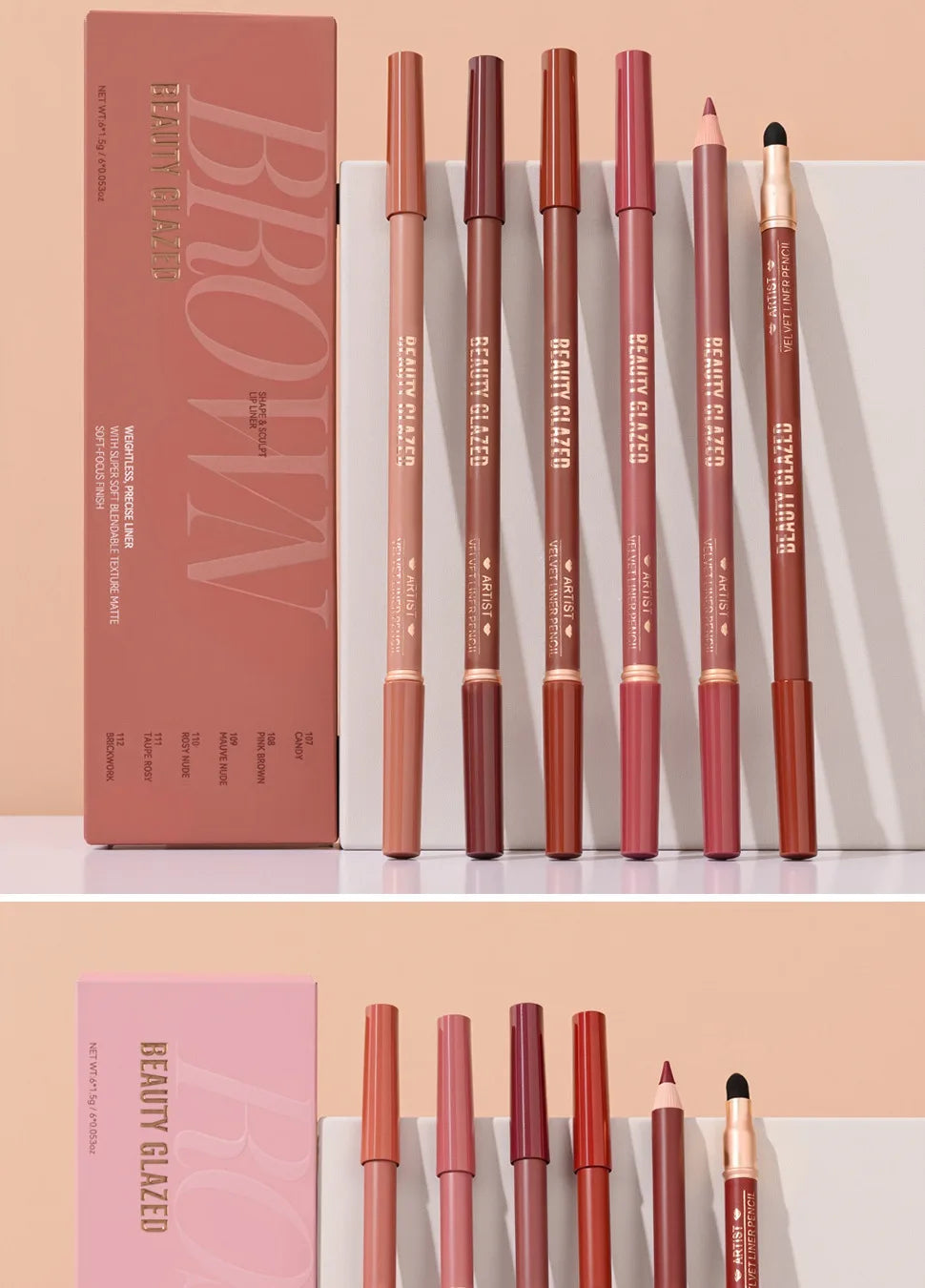6pcs Matte Dual-Ended Lip Liner Pencils Set Long-Lasting Non-Drying Perfect for Lining Filling Lips Versatile for All Skin Typ