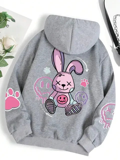 Women Hoodies Hip Hop Street Casual Printed Female Hoodies Oversize Fashion Loose 2025 Sweatshirts Autumn Warm Fleece Clothing