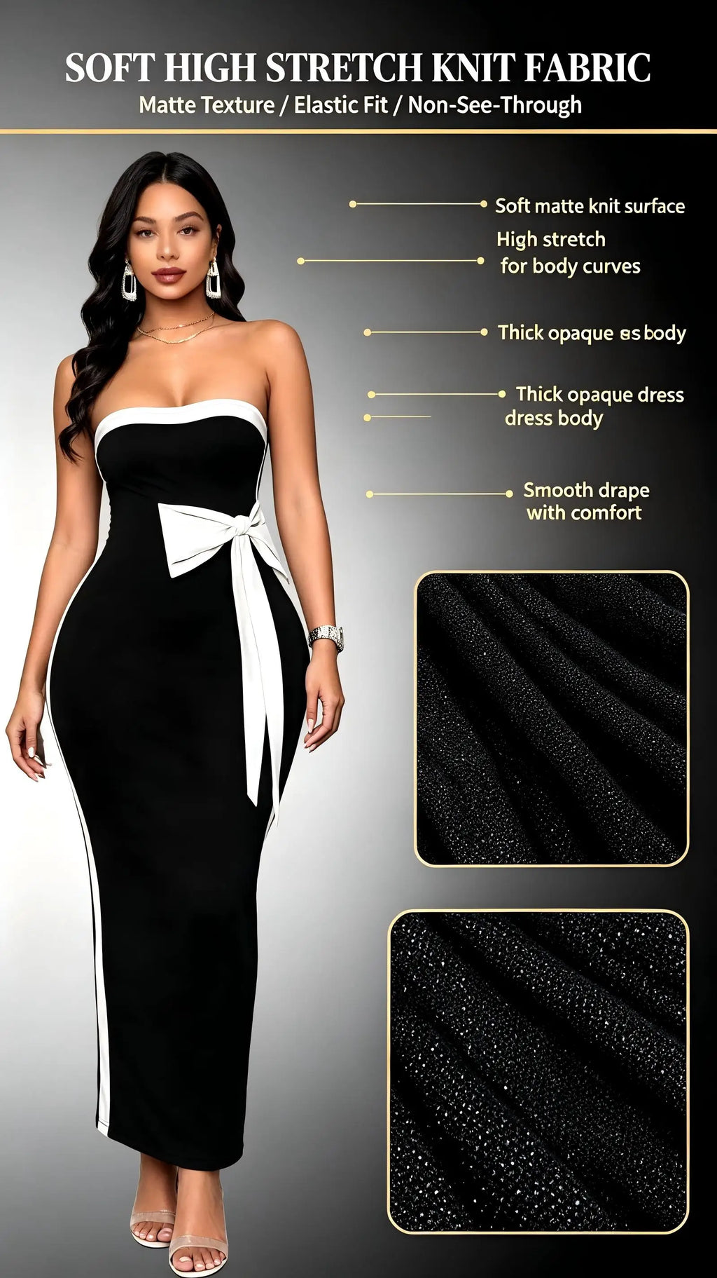 Ladies Fashion Elegant Color Block Knot Design One Shoulder Dress Stylish Graceful Versatile Butterfly Bow Dress for Women