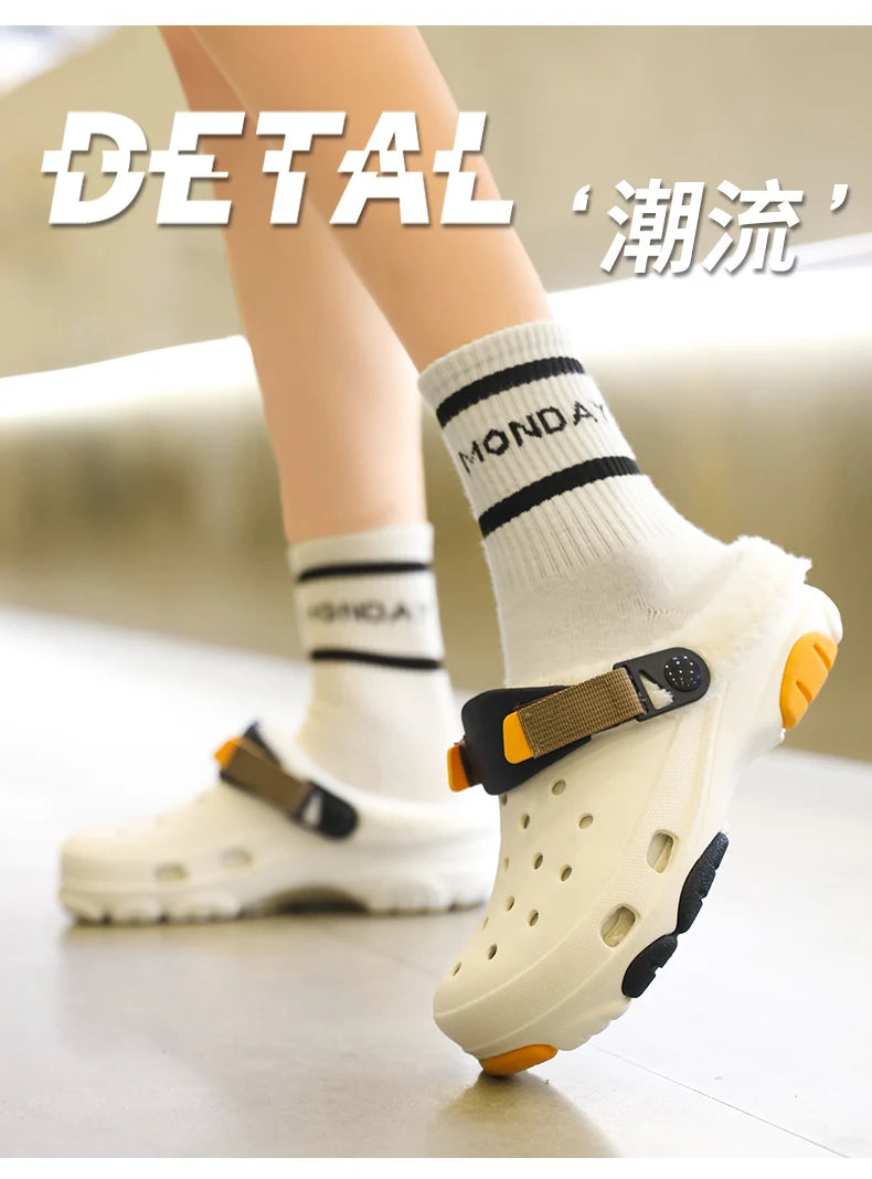 Men Slippers Slippers for Men Waterproof Soft and Comfortable Warm Add Velvet Couple Women Home Shoes Non-Slip Wear-resistant