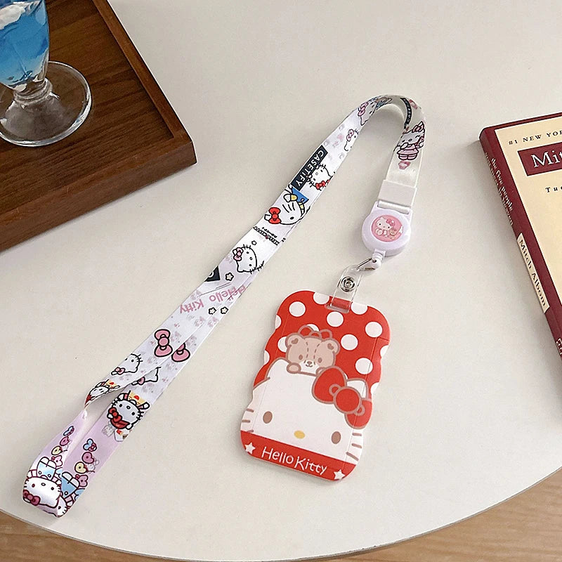 Sanrios ID Card Holder Lanyard Porta Credencial Pochacco Kuromi credit Card Case Cover with Neck Strap for Work Kawaii Accessory