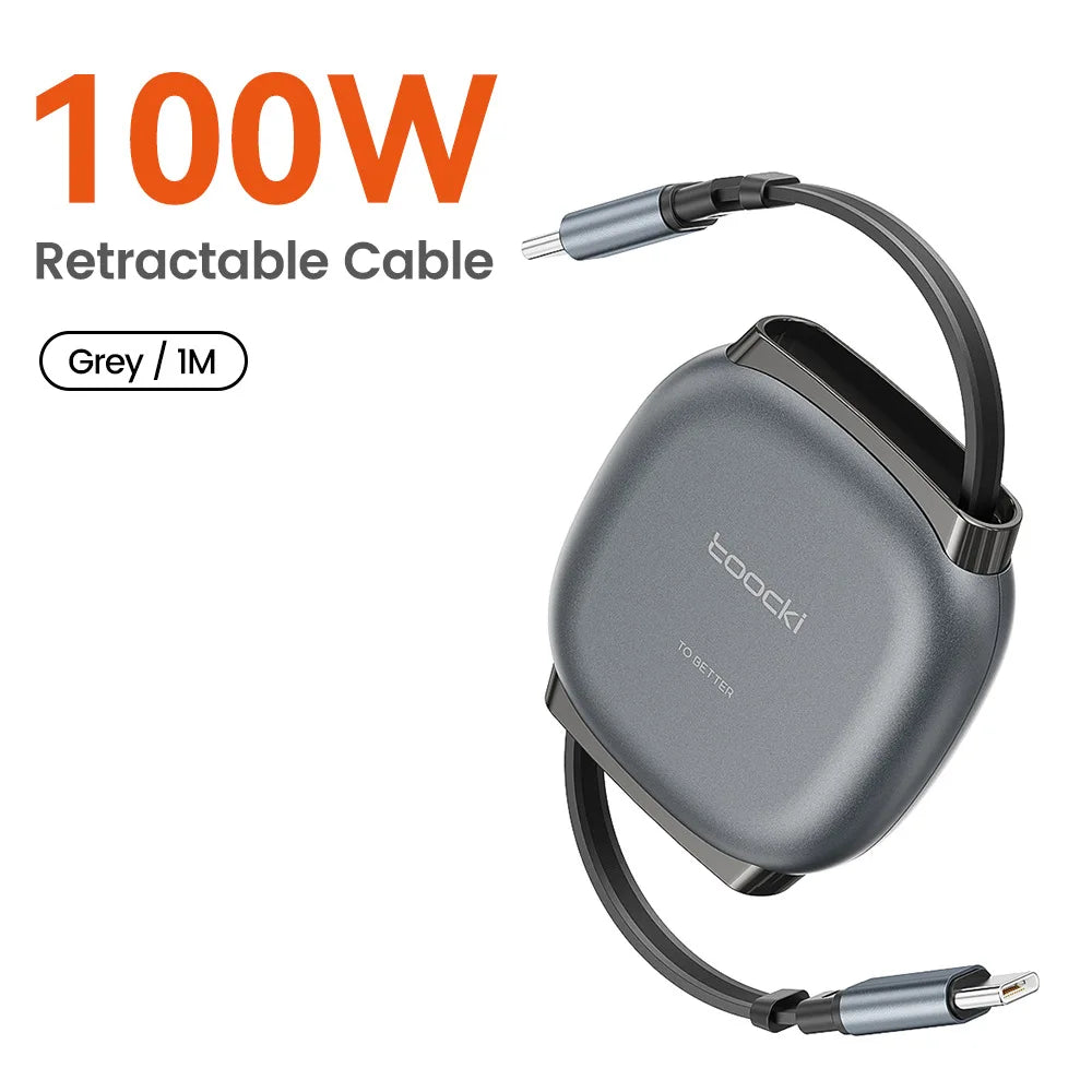 100W Type C To Type C Retractable Cable Fast Chaerger Cable Mini Size 480Mdps Data Cable Mobile Phone Cable Accessories