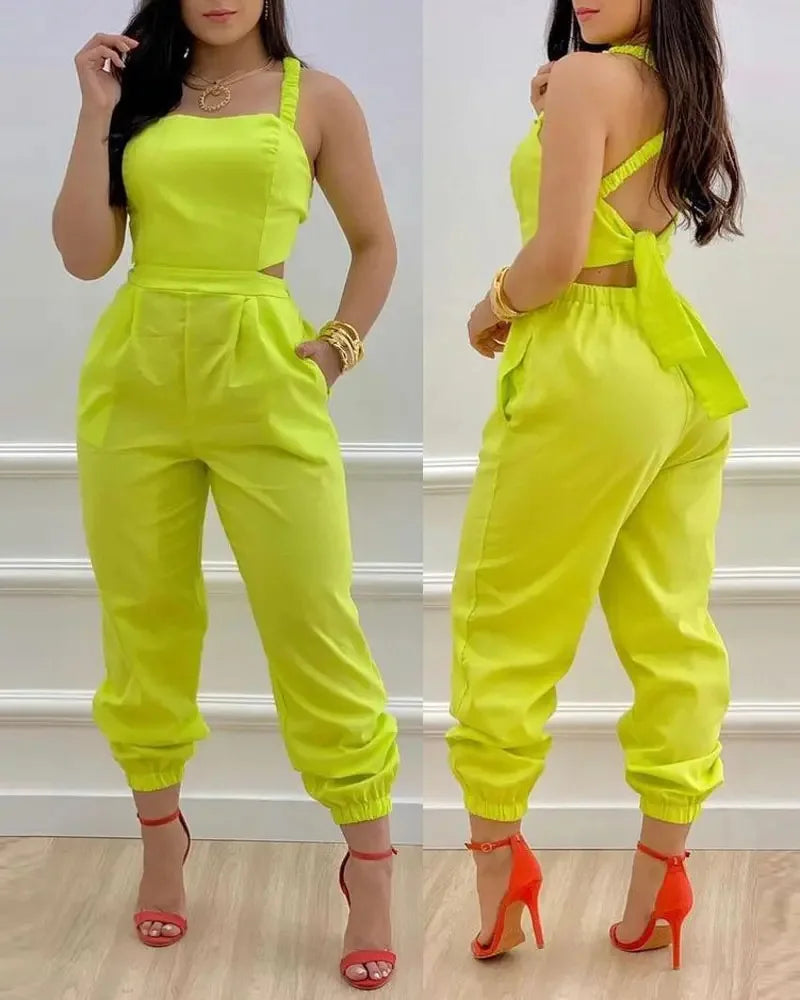 Women's Jumpsuit Elegant Sexy Suspender Printed Jumpsuits Casual Hip Waist Overalls Romper For Women Spring Summer 2023