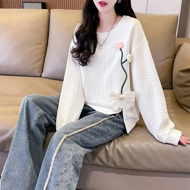 Fashionable Round Neck Sweatshirt for Women 2025 New Spring and Autumn Loose and Versatile Thin Pullover Short Versatile Top