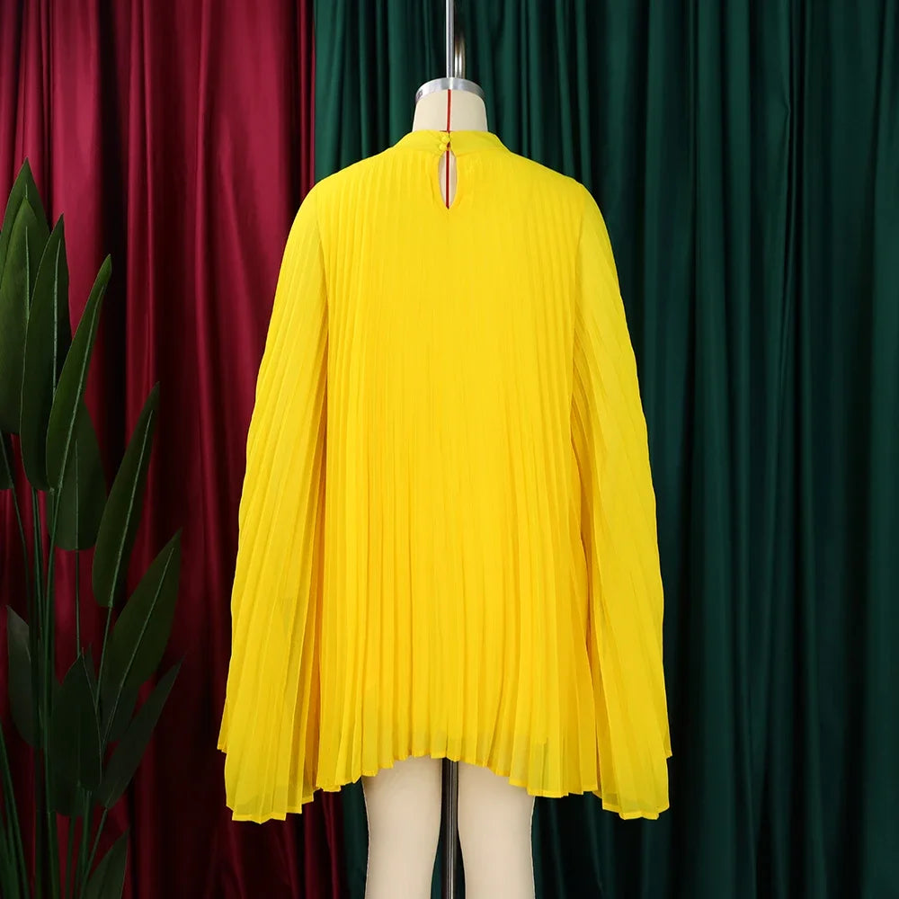 Chiffon Dress for Women Elegant 2024 New Round Neck Batwing Sleeve Loose Knee Length Luxury African Birthday Party Dinner Dress