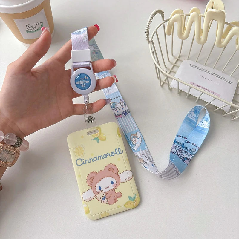 Sanrios ID Card Holder Lanyard Porta Credencial Pochacco Kuromi credit Card Case Cover with Neck Strap for Work Kawaii Accessory