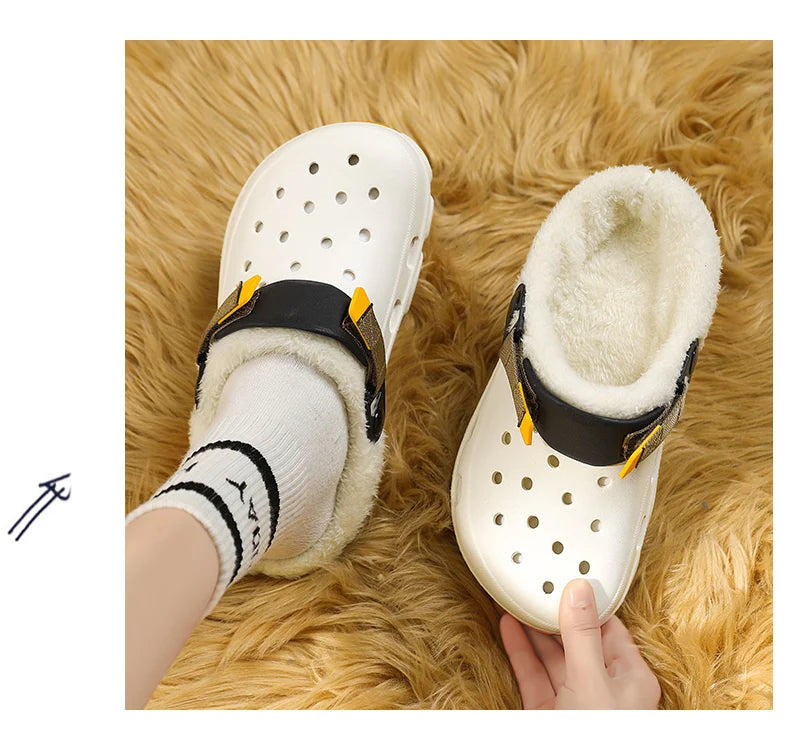 Men Slippers Slippers for Men Waterproof Soft and Comfortable Warm Add Velvet Couple Women Home Shoes Non-Slip Wear-resistant