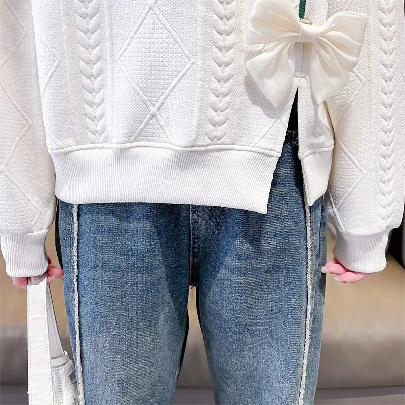 Fashionable Round Neck Sweatshirt for Women 2025 New Spring and Autumn Loose and Versatile Thin Pullover Short Versatile Top