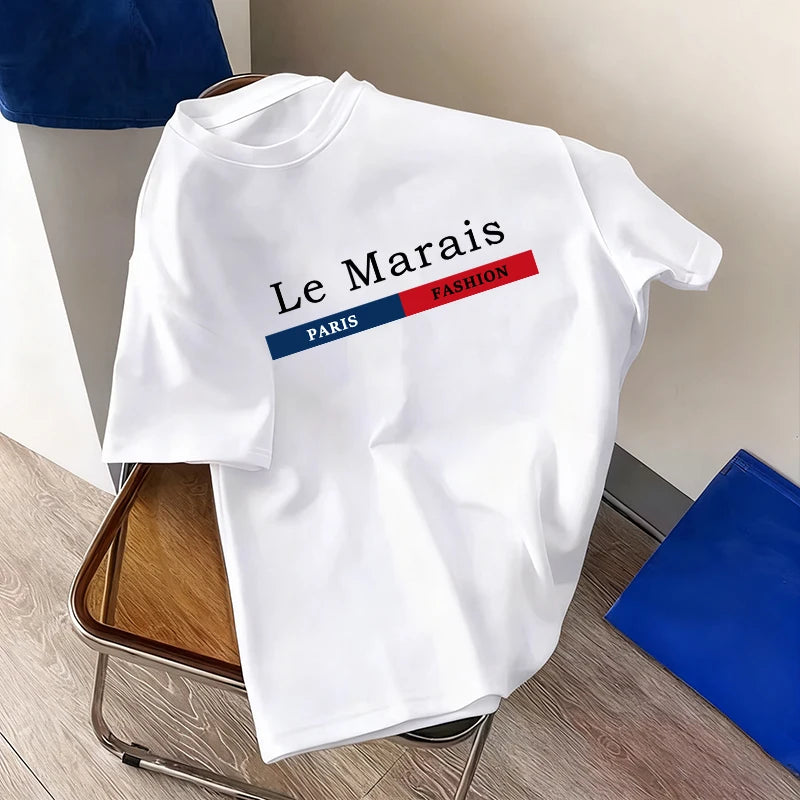 Paris Fashion Mens Tshirt 100% Cotton Crew Neck Short Sleeve Casual Tee Spring Summer Daily Wear 7 Styles Cool Top Oversize