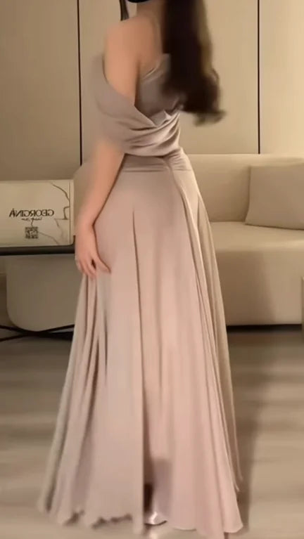 Arabia Dubai Modern Women's Long Velvet Dresses For Occasions Simply Draped Chiffon Ruffle Prom Gown فستان ماركة