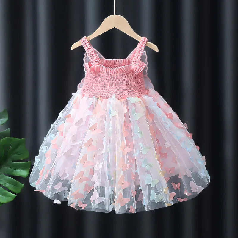 Baby Girl Dress Summer Butterfly Wings Halter Dazzle Style Puffy Girl Kid's Dress Cute Gorgeous Baby Girls Princess Dresses ﻿