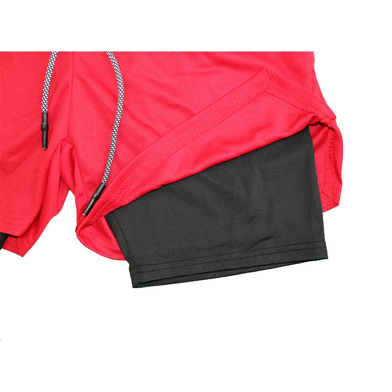 2025Men Running Shorts 2 In 1 Double-deck Sport Shorts Sportswear Gym Fitness Short Pants Training Jogging Bottom Men's Clothing