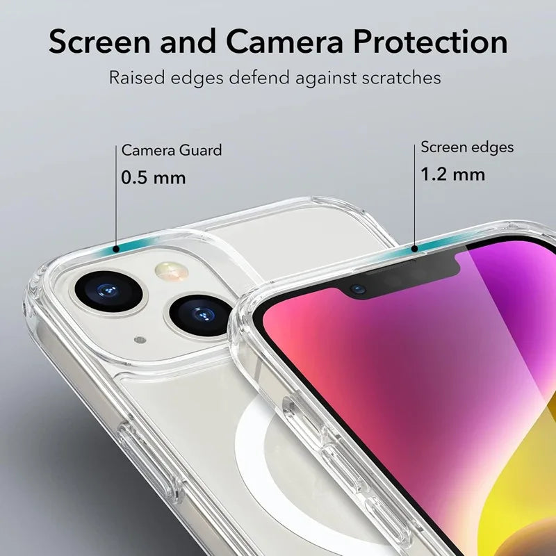 Original Magnetic Transparent Phone Case for Magsafe for iPhone 17 16 15 14 Plus 13 12 11 Pro Max Wireless Charge Back Cover