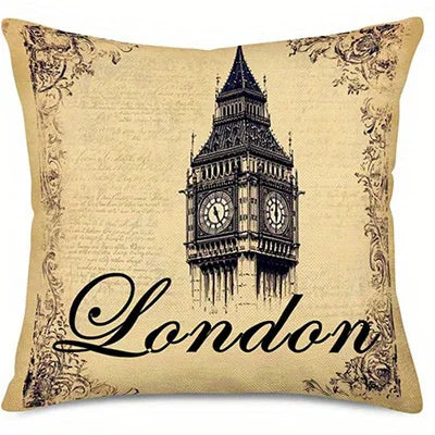 Home Decor Eiffel Pisa London Rome Travel Pillows Pattern Cushion Cover Suitable for Sofa Bedroom Car Pillow Cover