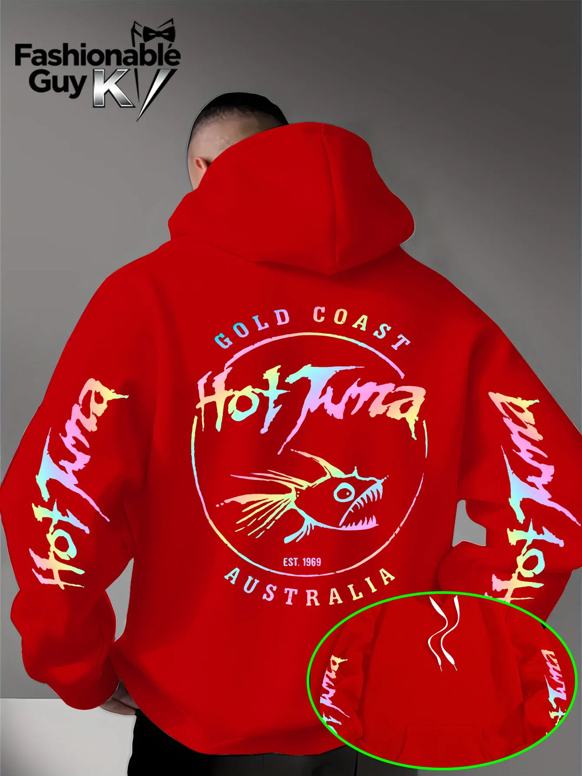 Men Hoodie Hot Tuna Gold Coast Australia 1969 Rainbow Print Casual Streetwear Oversized Sweatshirt Unisex Harajuku Pullover Tops