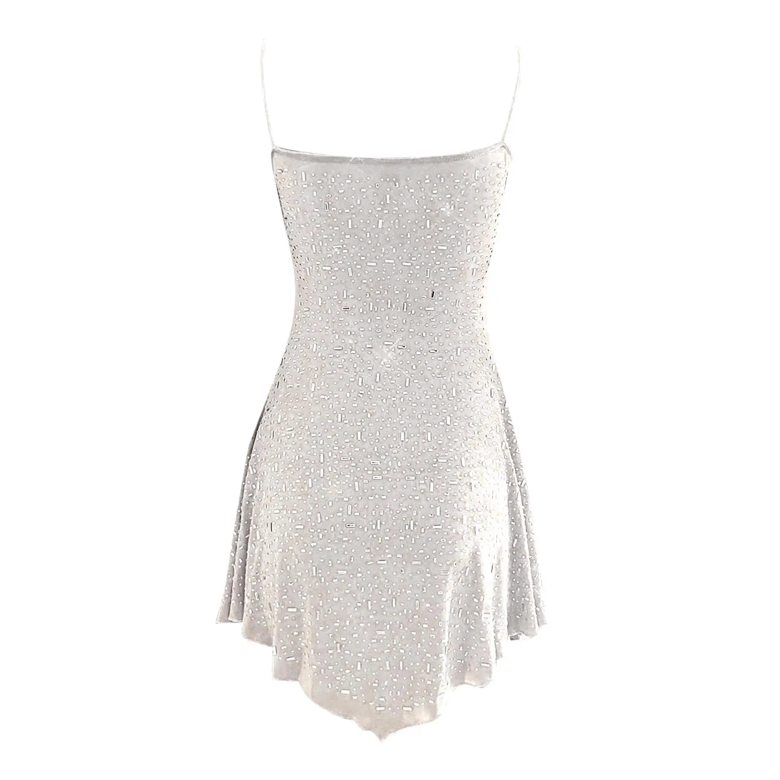 Prom Dresses Crew Neck Women's Party Dress With Diamond Semi See Through Suspender Sleeveless Dresses for Women Hot Sale