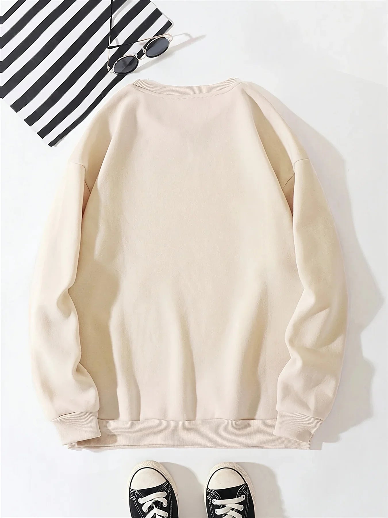 Men's autumn and winter fashionable casual loose London England graphic printed long sleeved round neck sweatshirt