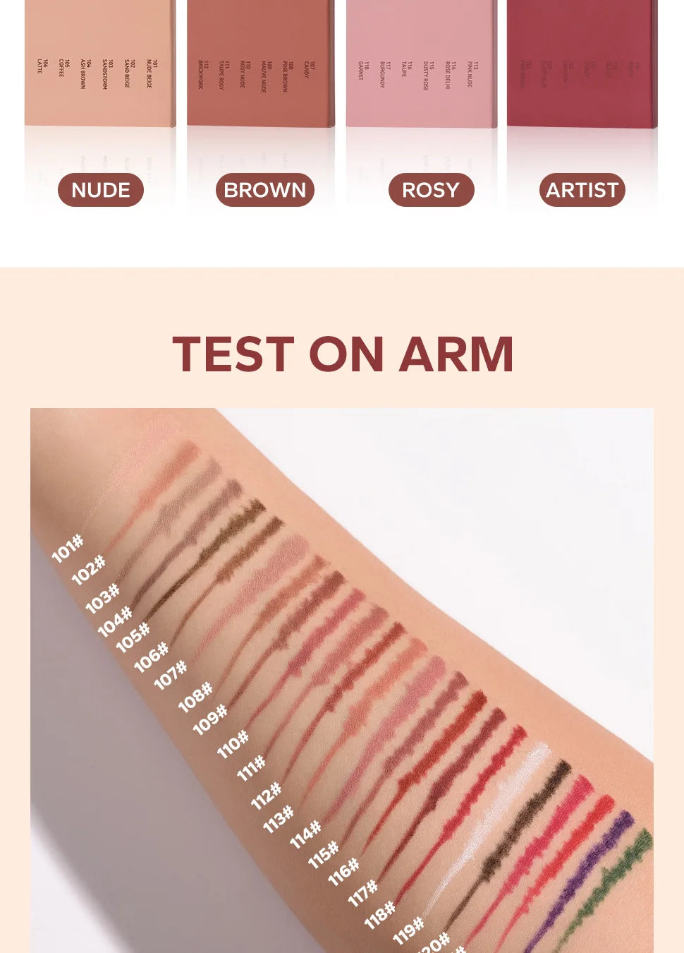 6pcs Matte Dual-Ended Lip Liner Pencils Set Long-Lasting Non-Drying Perfect for Lining Filling Lips Versatile for All Skin Typ