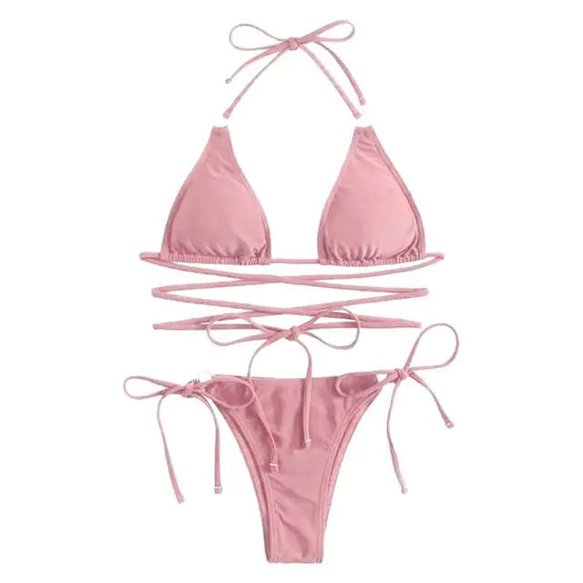 Multicolor Triangle Bikini Swimsuit for Ladies