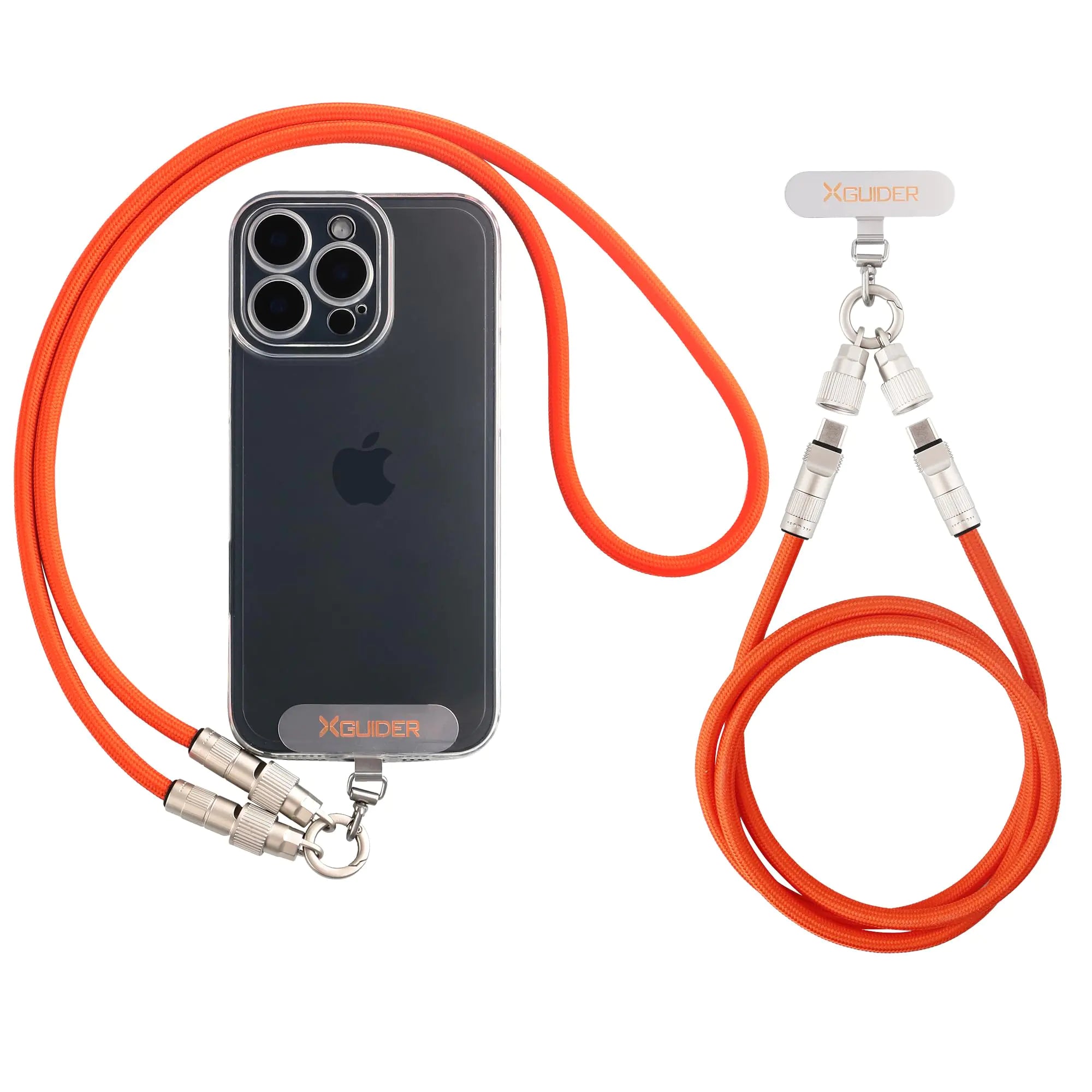 Xguider Cell Phone Lanyard USB C to USB C Cable Type C 60W Fast Charging Cable 3ft Anti-Theft Around Neck Phone Lanyard Compatible with Most Smartphones Orange