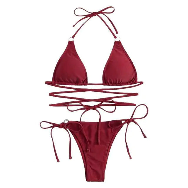 Multicolor Triangle Bikini Swimsuit for Ladies