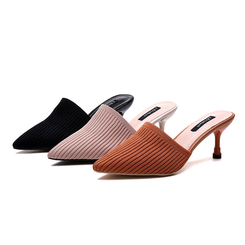 2024 Summer Pointed Toe High Heel Slippers for Women