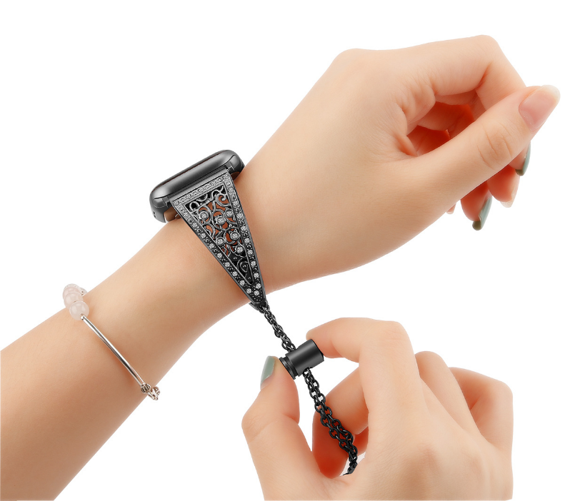 Metal Diamond-Studded Adjustable Band for Apple Watch