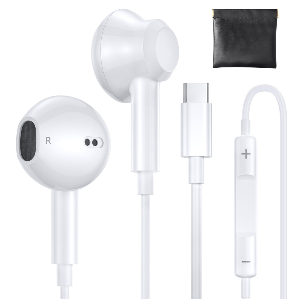 USB C Earphones for iPhone 16 Pro Max/16 Pro/16 Plus 𝐀𝐩𝐩𝐥𝐞 Wired Headphones [MFi Certified] USBC Headphones for iphone 16 with Mic & Volume Control HiFi Stereo Earbuds for iPhone 15/iPad Pro