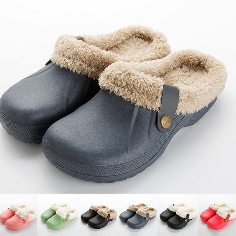 Plush Waterproof EVA Fur Slippers for Men and Women