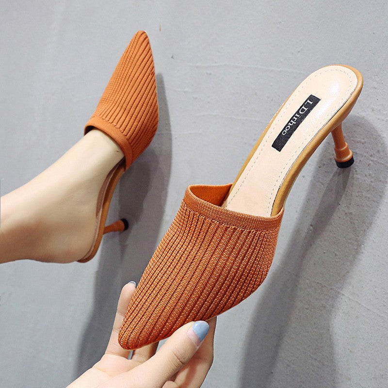 2024 Summer Pointed Toe High Heel Slippers for Women