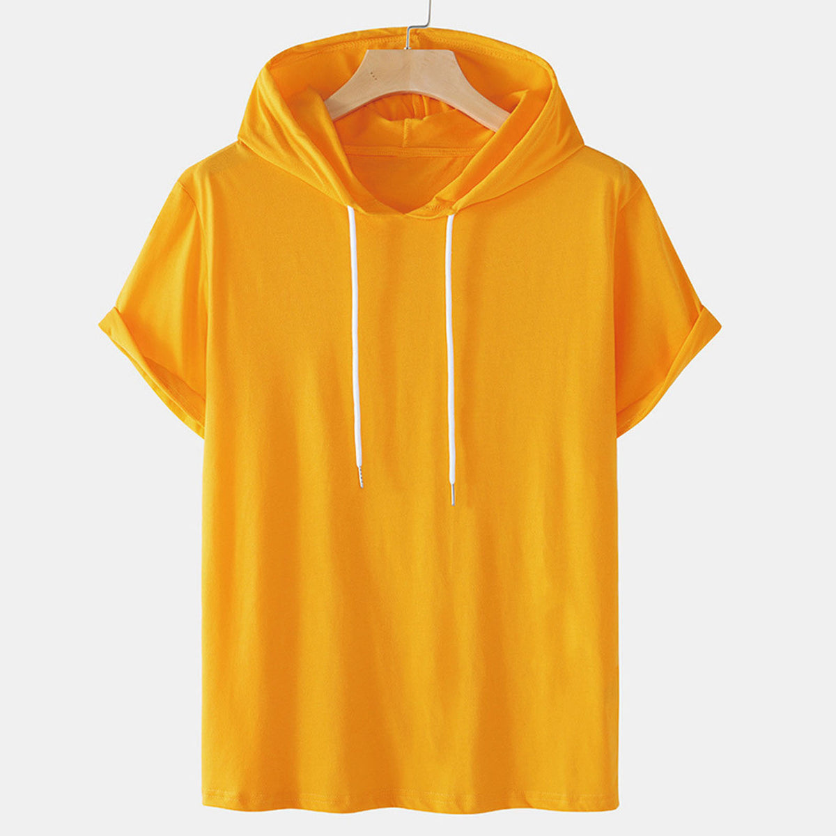 Plus Size Men's Hooded T-Shirts with Drawstring (Summer)