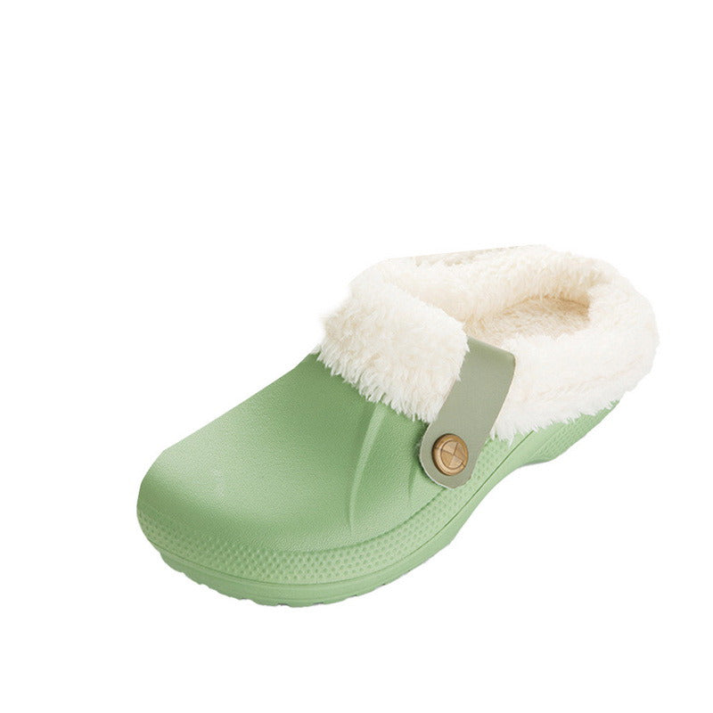 Plush Waterproof EVA Fur Slippers for Men and Women