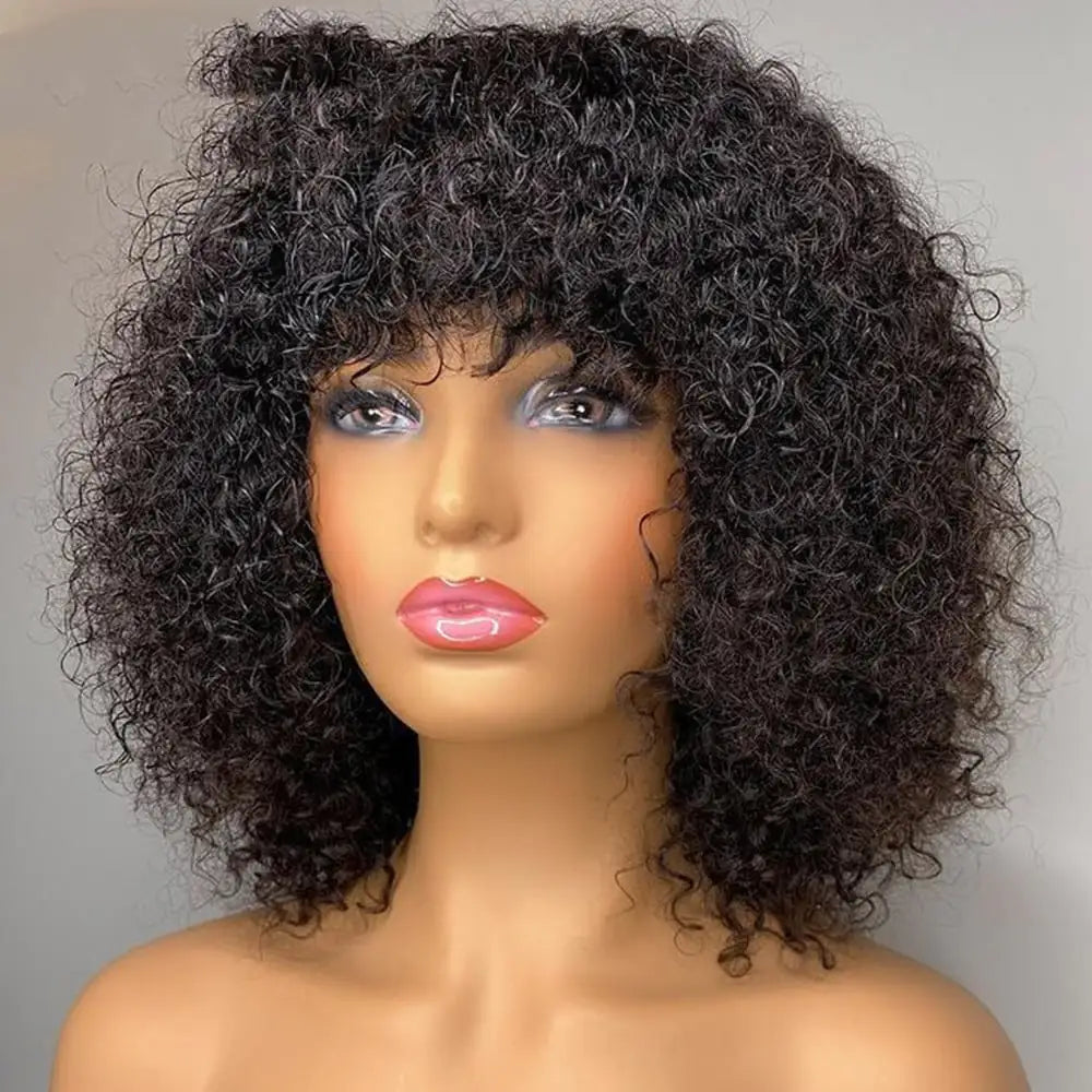 Ladies Black African Short Curly Hair with Long Extensions