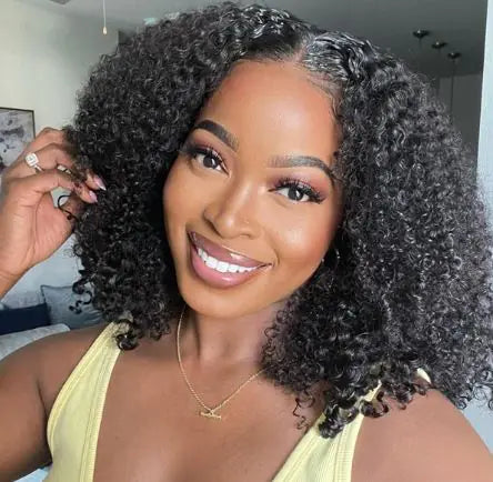 European & American Human Hair Lace Front Wig Cap for Ladies, Black