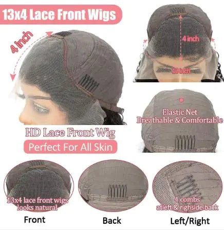 European & American Human Hair Lace Front Wig Cap for Ladies, Black